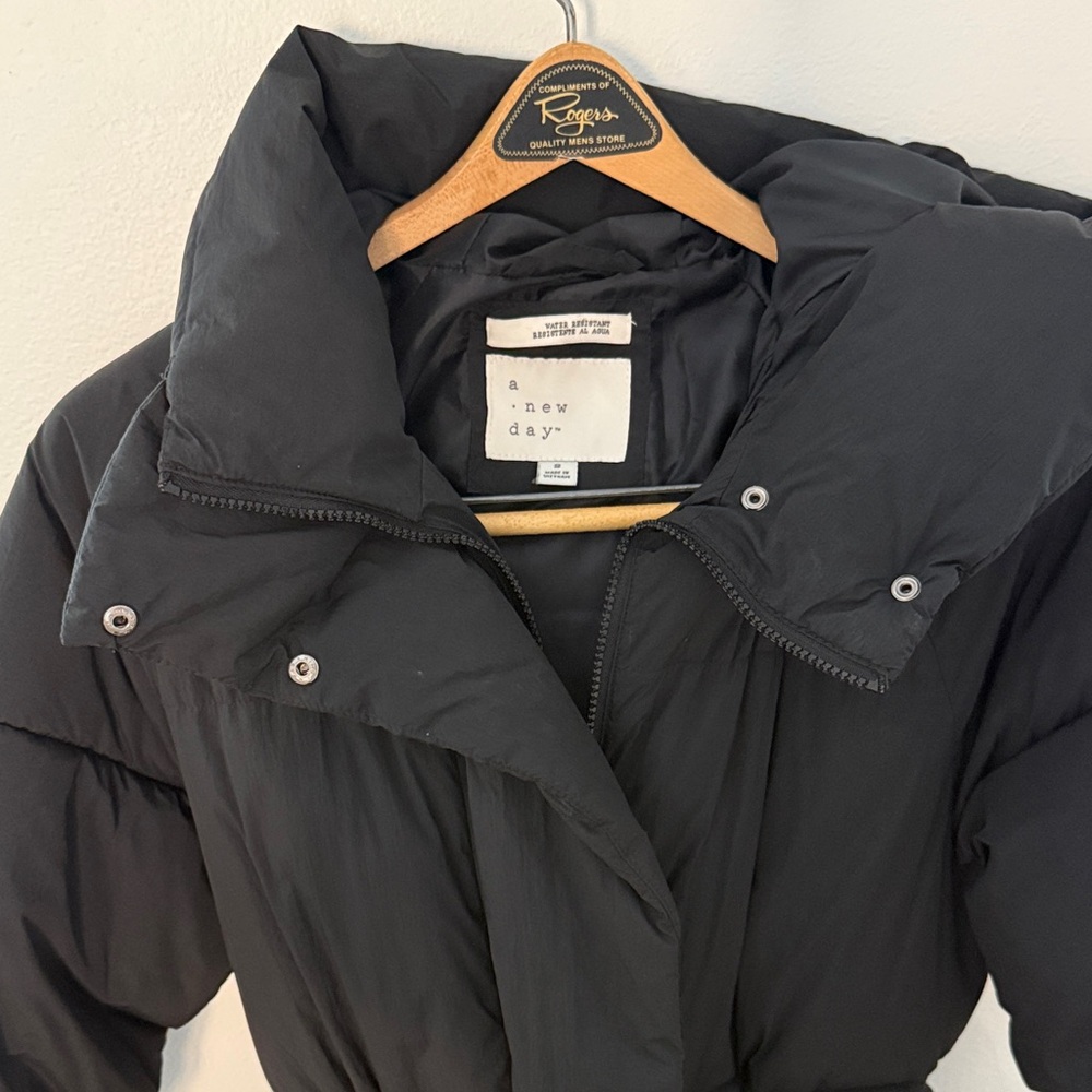 a new day EUC Women's Black duvet long Puffer Coat S - Picture 2 of 7